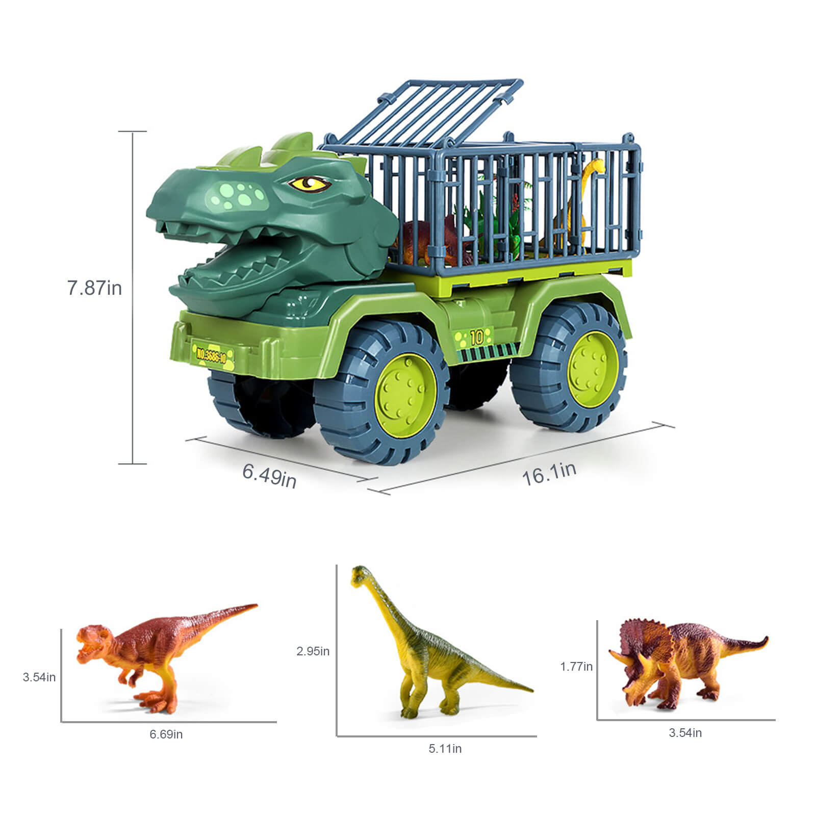 Kids Dinosaur Transport Car Carrier Truck with 3 Dino Toys Friction Powered Dinosaur Set for Boys Girls