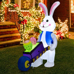 Easter Inflatable Bunny 6 FT High Easter Bunny with Basket Easter Outdoor Decorations for Yard Lawn