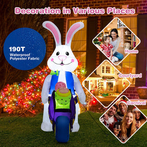 Easter Inflatable Bunny 6 FT High Easter Bunny with Basket Easter Outdoor Decorations for Yard Lawn