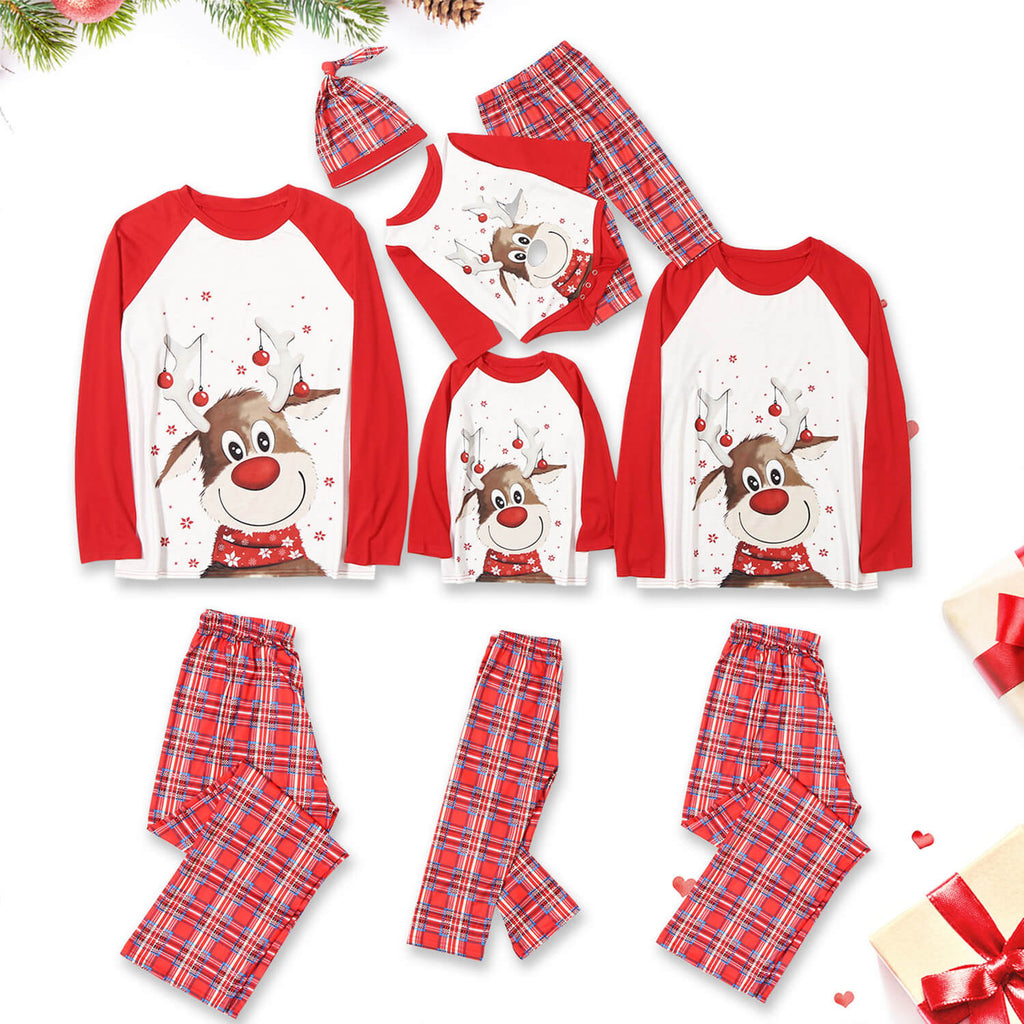 Family Christmas Pajamas Red Matching Sleepwear Holiday Pjs Set for Kids Adults