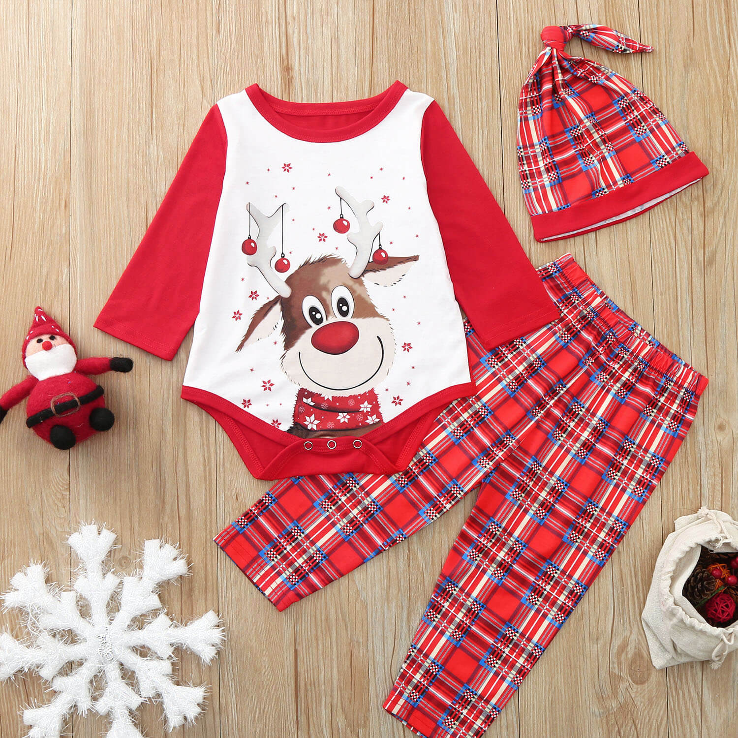 Family Christmas Pajamas Red Matching Sleepwear Holiday Pjs Set for Kids Adults