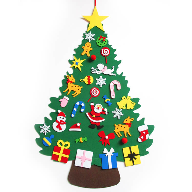 Felt Christmas Tree DIY Christmas Ornaments Door Wall Hanging Decorations 2022