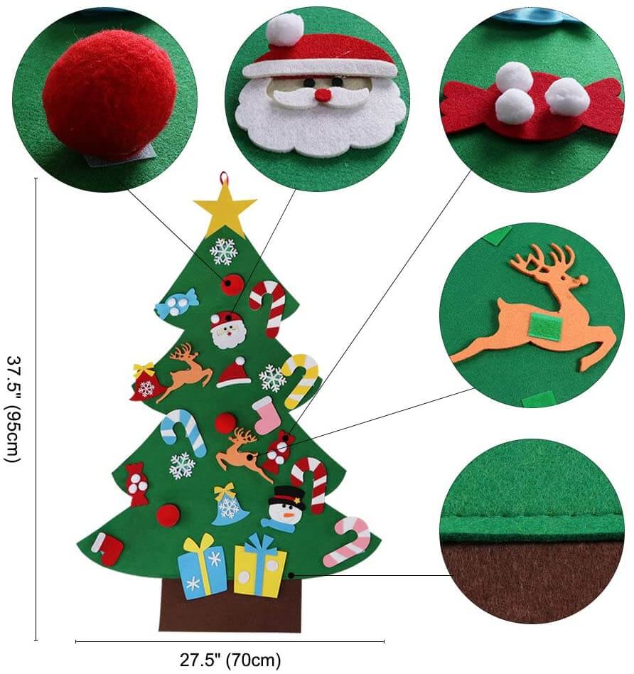 Felt Christmas Tree DIY Christmas Ornaments Door Wall Hanging Decorations 2022