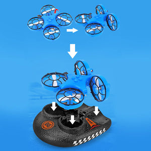Mini RC Drone Boat Car 3in1 Remote Control Aircraft Speedboat Racing Car Toy For Kids