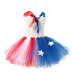 July 4th Girls Dress Sleeveless Summer Tutu Dress with Headband Independent Day Outfit
