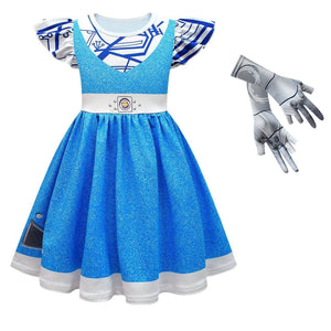 Girls Zombies Costume Kids A-Li Dress Gloves Wig Full Set Alien Cosplay Outfit for Hallween