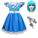 Girls Zombies Costume Kids A-Li Dress Gloves Wig Full Set Alien Cosplay Outfit for Hallween