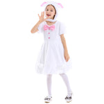 Kids Plush Bunny Dress Soft Fuzzy Bunny Costume For Girls 5-10 Years