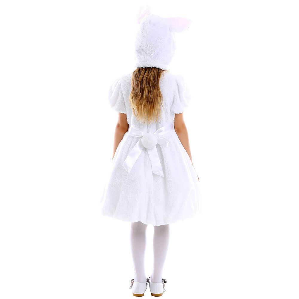 Kids Plush Bunny Dress Soft Fuzzy Bunny Costume For Girls 5-10 Years ...