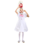 Kids Plush Bunny Dress Soft Fuzzy Bunny Costume For Girls 5-10 Years