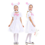 Kids Plush Bunny Dress Soft Fuzzy Bunny Costume For Girls 5-10 Years
