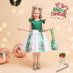 Girls Christmas Costume with Candy Bag Backless Party Dress Kids Fancy Festival Dress for  2-8 Years