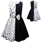 Grils White/Black Dress Halloween Cosplay Costume Spot Dog Fashion Outfit