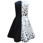 Grils White/Black Dress Halloween Cosplay Costume Spot Dog Fashion Outfit