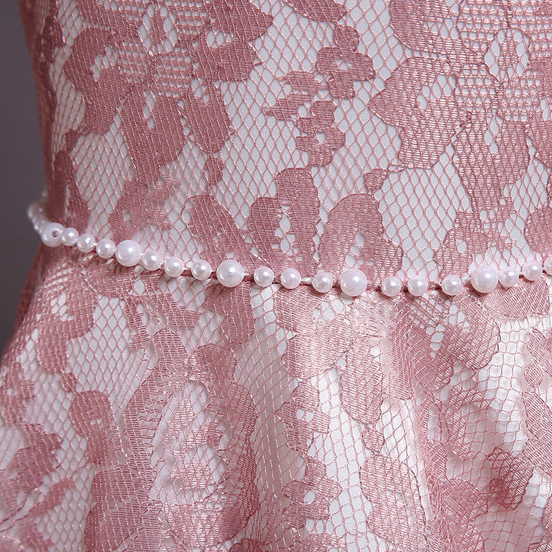 Elegent Lace Embroider Flower Girl Dress Maxi Sleeveless Princess Party Dress