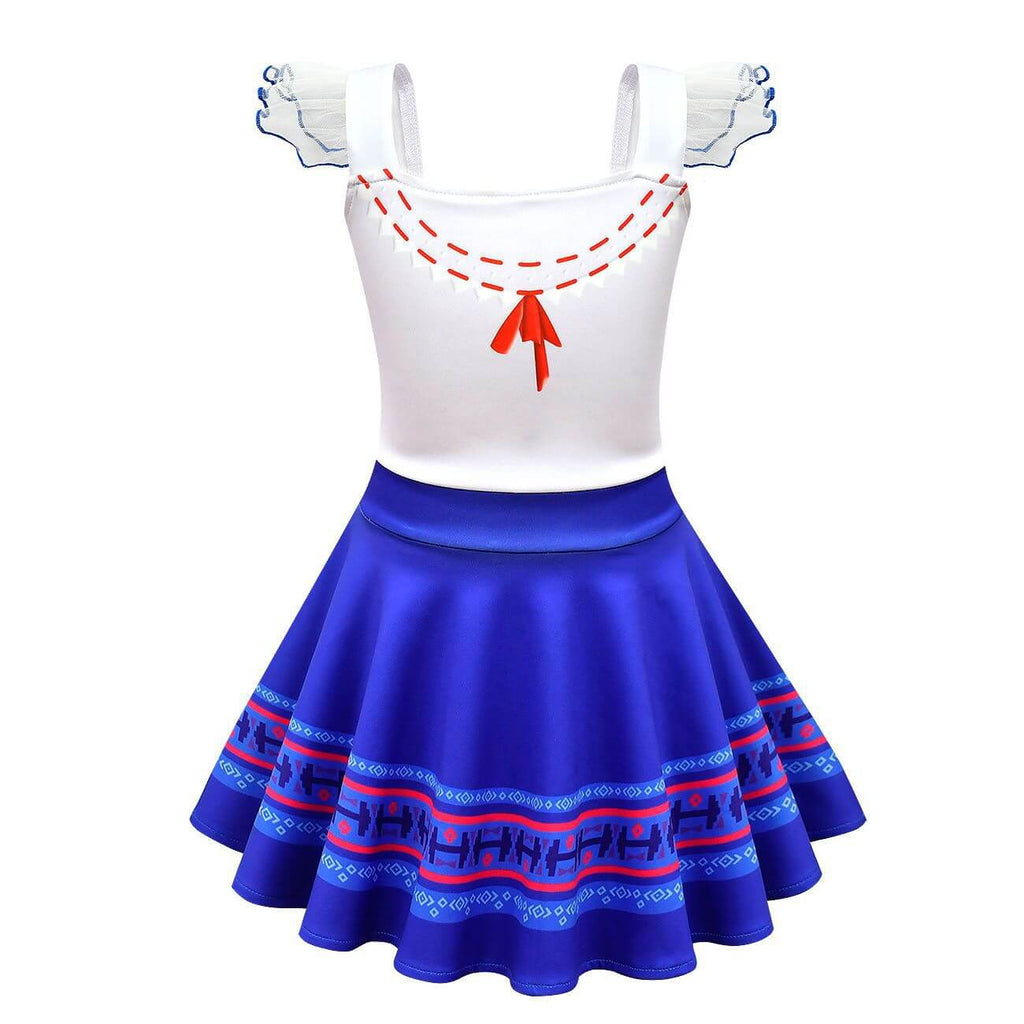 Kids Off-shoulder Luisa Dress Girls Madrigal Costume with Bag for Age 2+
