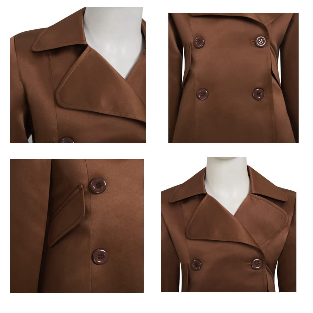AI Doll Cosplay Costume Brown Coat Double Breasted Robots Uniform for Kids Adult