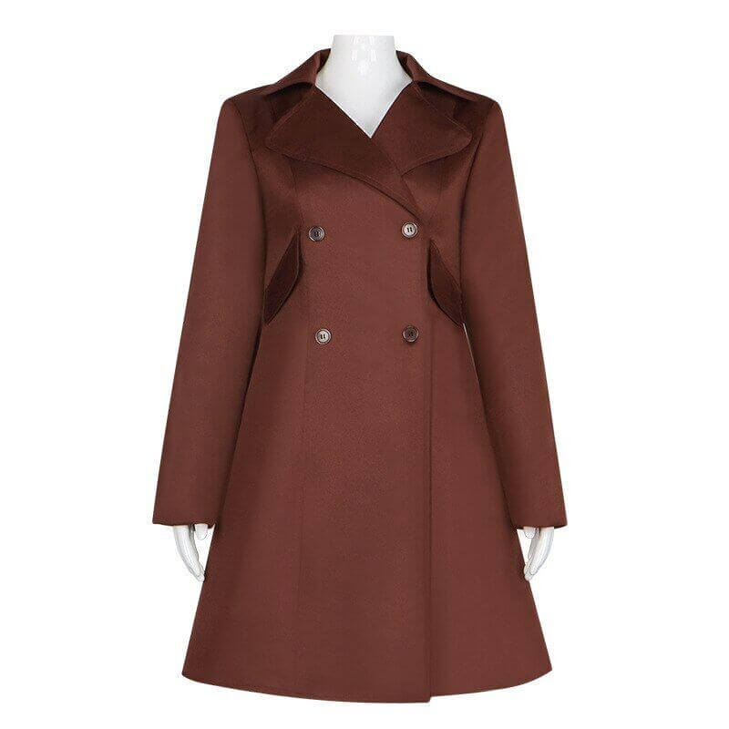 AI Doll Cosplay Costume Brown Coat Double Breasted Robots Uniform for Kids Adult