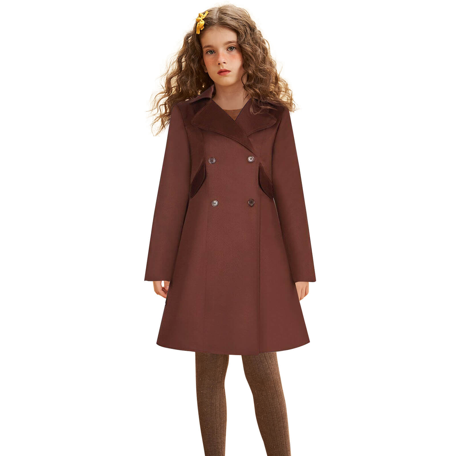 AI Doll Cosplay Costume Brown Coat Double Breasted Robots Uniform for Kids Adult