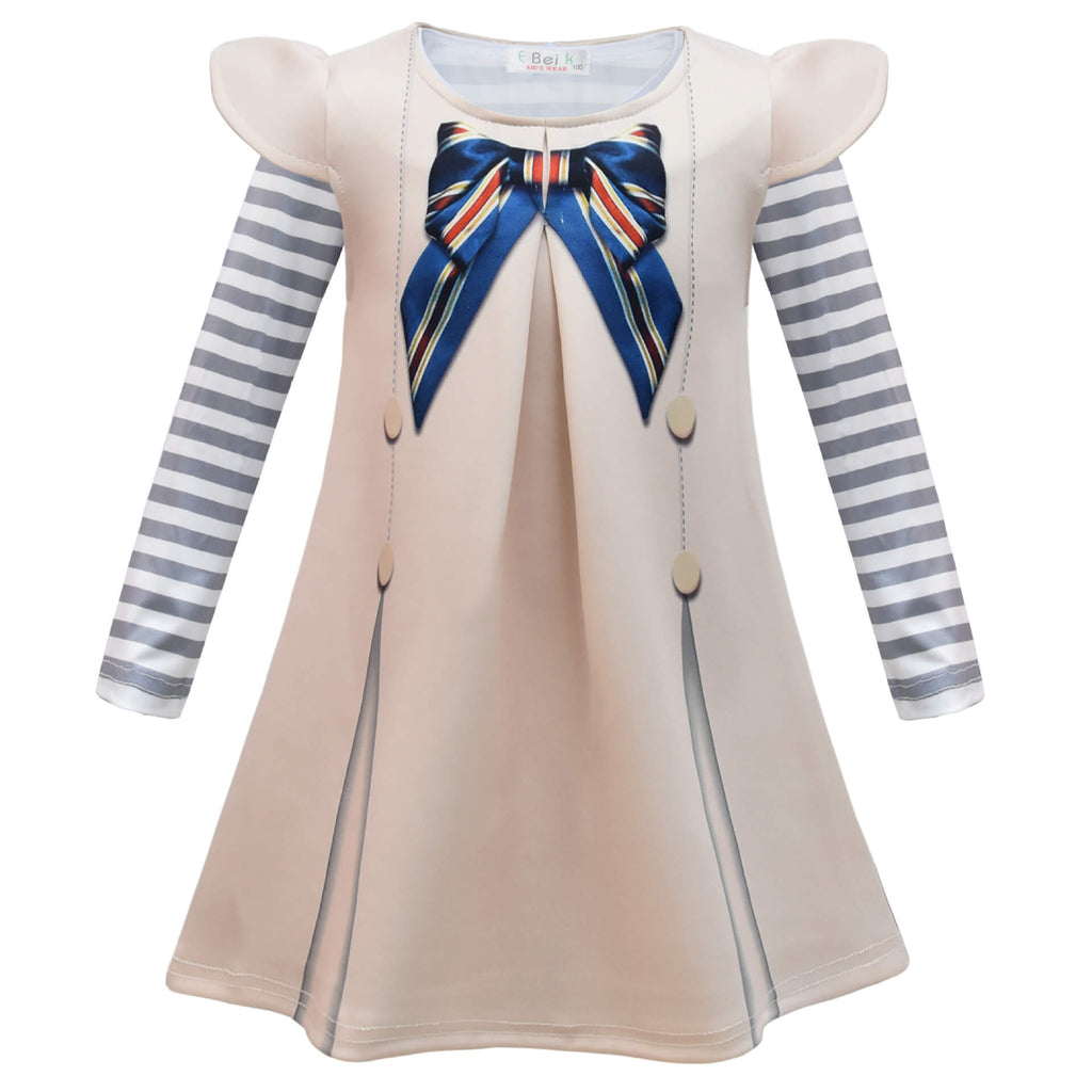 Girls AI Doll Costume Long Sleeve Shirt and Dress 2pcs Suit Halloween Outfit Wig for Cosplay