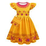 Little Girls Princess Yellow Dress w/ Bag Kids Halloween Costume