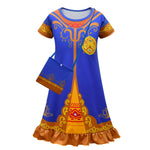 Little Girls Princess Cosplay Dress w/ Bag Kids Halloween Costume Party Dress Up