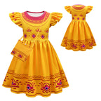 Little Girls Princess Yellow Dress w/ Bag Kids Halloween Costume