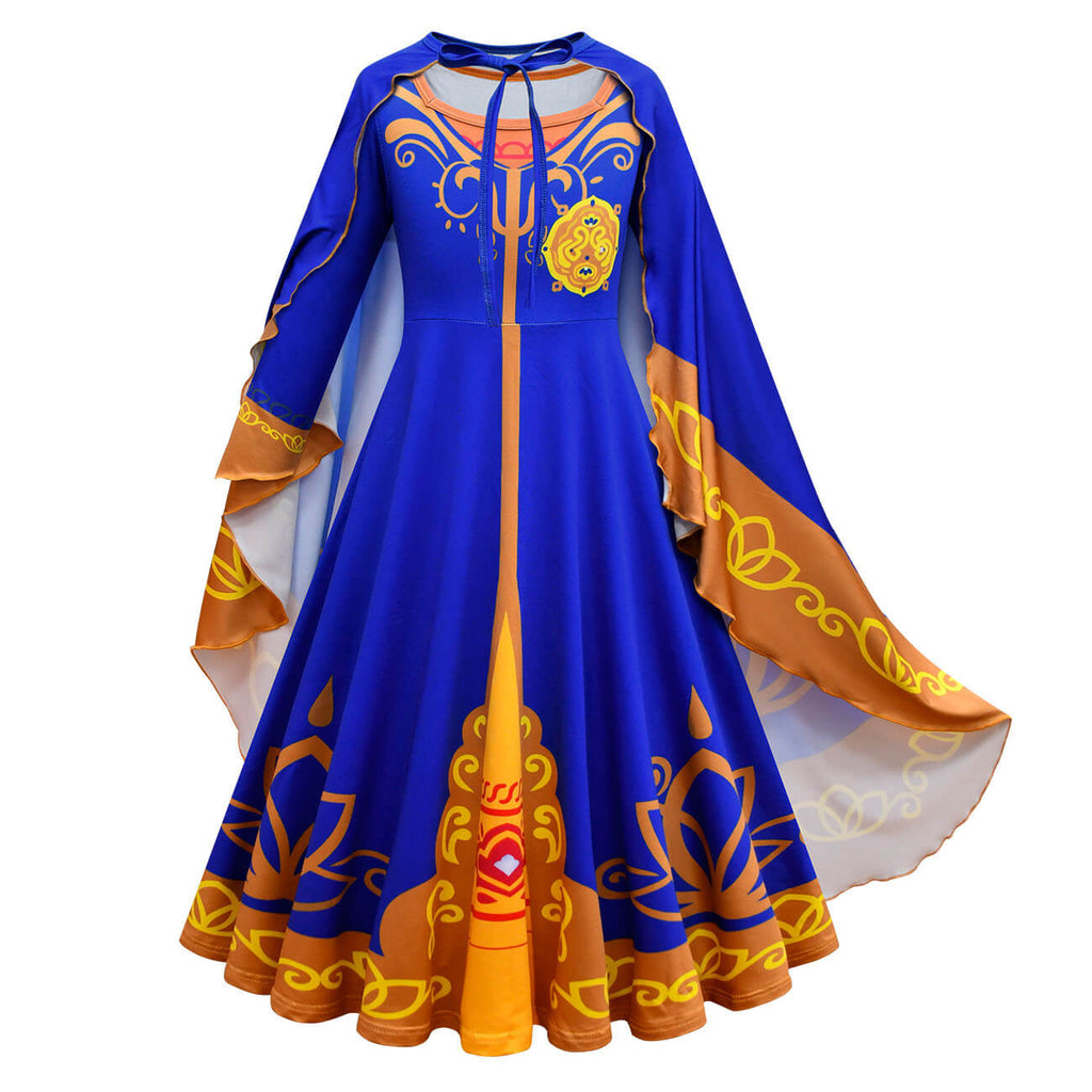 Princess High Quality Dress Halloween Costume Girls Dress and Cloak Pretend Play Outfit Set