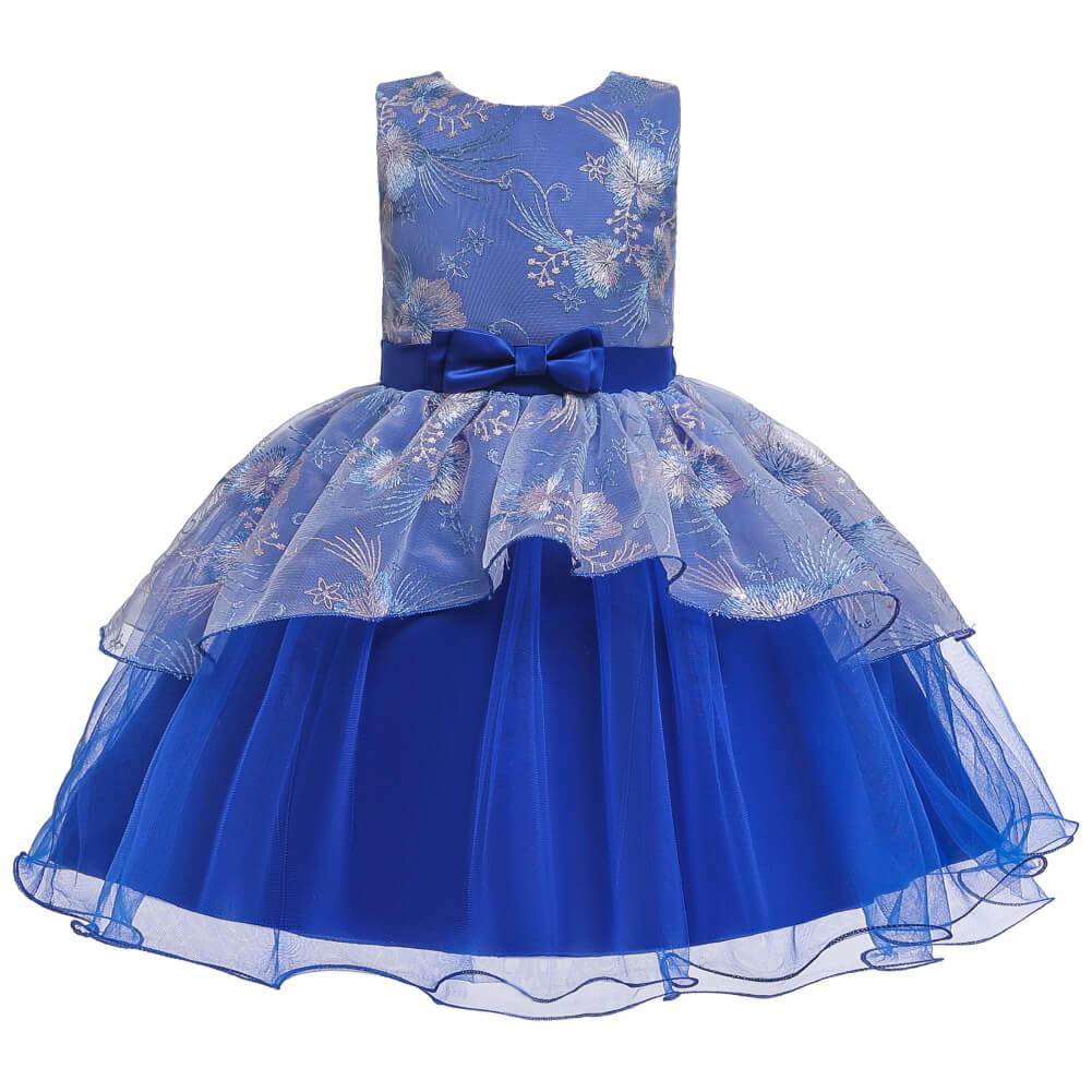 Baby Girls Fashion Party Dress Belted Floral Sleeveless Wedding Bridesmaid Dress