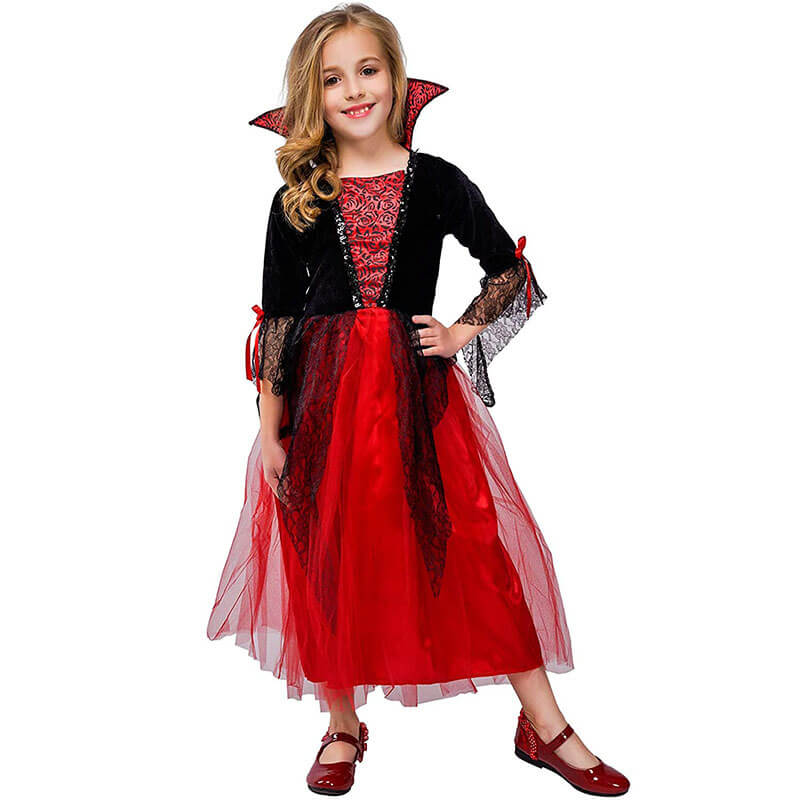 Girls Vampire Costume Red Black Dress Halloween Masquerade Party Scary Sun Baby Girls Vampire Costume Red Black Dress Halloween Masquerade Party Scary Sun Baby