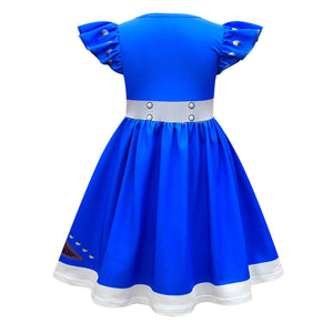 Girls A-Li Aliens Dress Halloween Cosplay Blue Butterly Dress Optional Bag