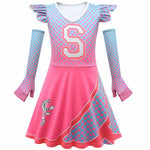 Girls Addison Cosplay Costume Zombie Cheerleader Dress and Gloves for Halloween Dress Up