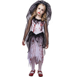 Halloween Girls Zombie Dress Scary Blood Zombie Bride Costume for Role Play