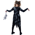 Halloween Girls Zombie Dress Scary Blood Zombie Bride Costume for Role Play