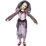 Halloween Girls Zombie Dress Scary Blood Zombie Bride Costume for Role Play