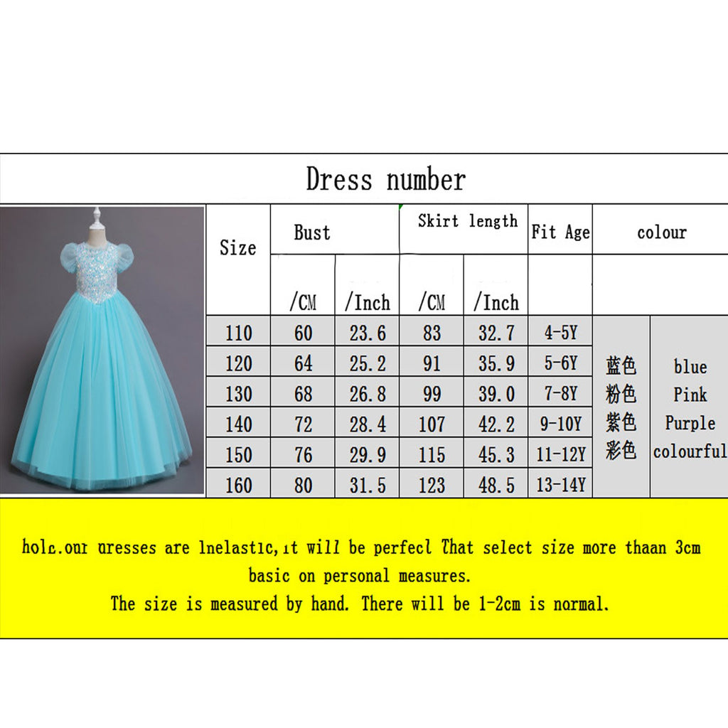 Elegent Girls Pageant Dresses Puff Sleeve Sequins Formal Tulle Maxi Dress