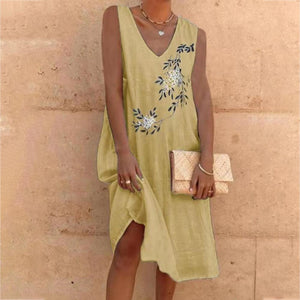 Ditsy Floral Print V Neck Tank Dress