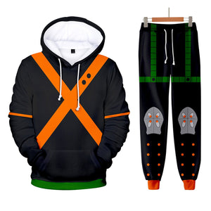 Kids Adult Hero Hooded Sweat Suit Unisex MHA Costume Hoodie Pants Set
