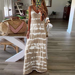 Striped Print Round Neck Maxi Cami Dress