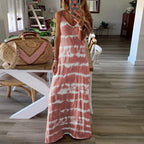 Striped Print Round Neck Maxi Cami Dress