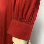 Solid Bishop Sleeve Surplice Front V Neck Split Thigh Belted Maxi Dress
