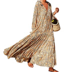 Ditsy Floral Print Flounce Sleeve Frill Trim Ruffle Hem Maxi Dress