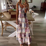 Floral & Geometric & Star and Moon & Leaf & Feather Print Cami Maxi Dress