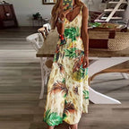 Floral & Geometric & Star and Moon & Leaf & Feather Print Cami Maxi Dress
