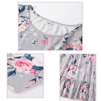 Mommy and Me Casual Dress Baby Grils Adult Long Sleeve Pink Flower Dress