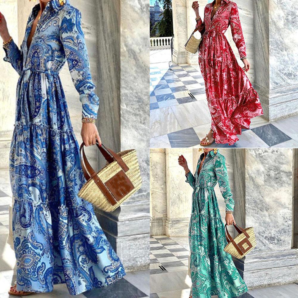 Floral Print Ruched Detail Lapel Collar Long Sleeve Ruffle Hem Belted Shirt Dress