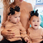 Mommy and Me Fashion Off Shoulder Sweater Family Matching Mother Kids Outfit