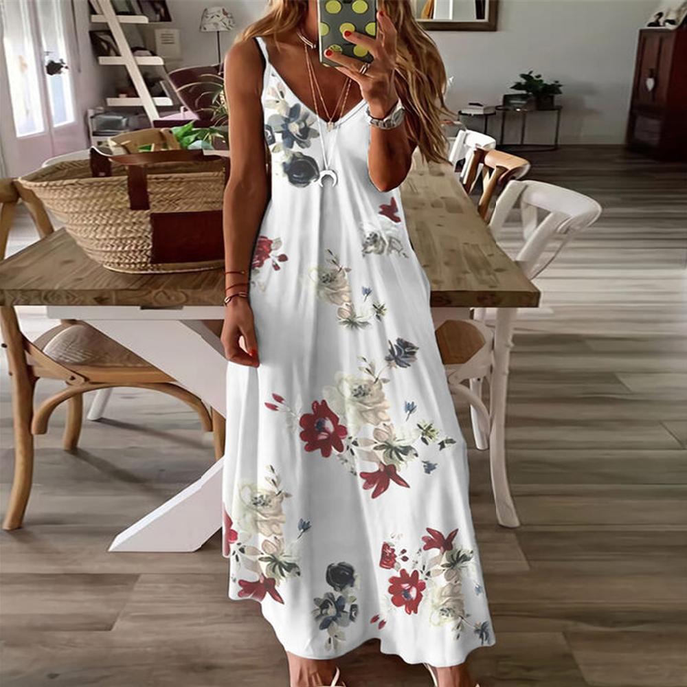 Floral & Geometric & Star and Moon & Leaf & Feather Print Cami Maxi Dress