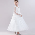 Girls Fancy Lace Gauze Shawl Dress Fashion Ball Gown Costume for Prom Party