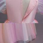 Elegent Girls Pageant Dresses Puff Sleeve Sequins Formal Tulle Maxi Dress
